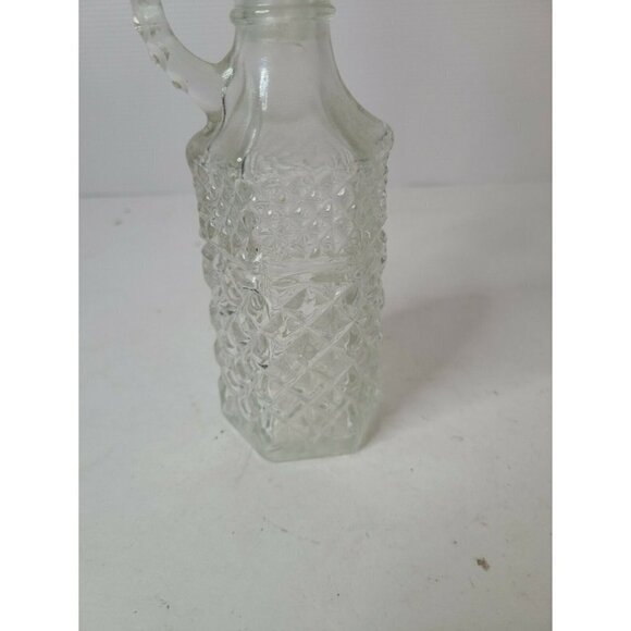 Vintage Anchor Hocking Wexford Clear Cut Glass Vinegar Oil Cruet With Stopper - Picture 2 of 7
